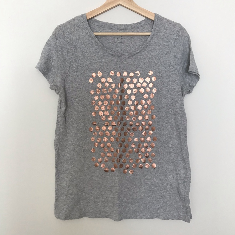 A New Day Gray and Rose Gold T Shirt (Size Large)
